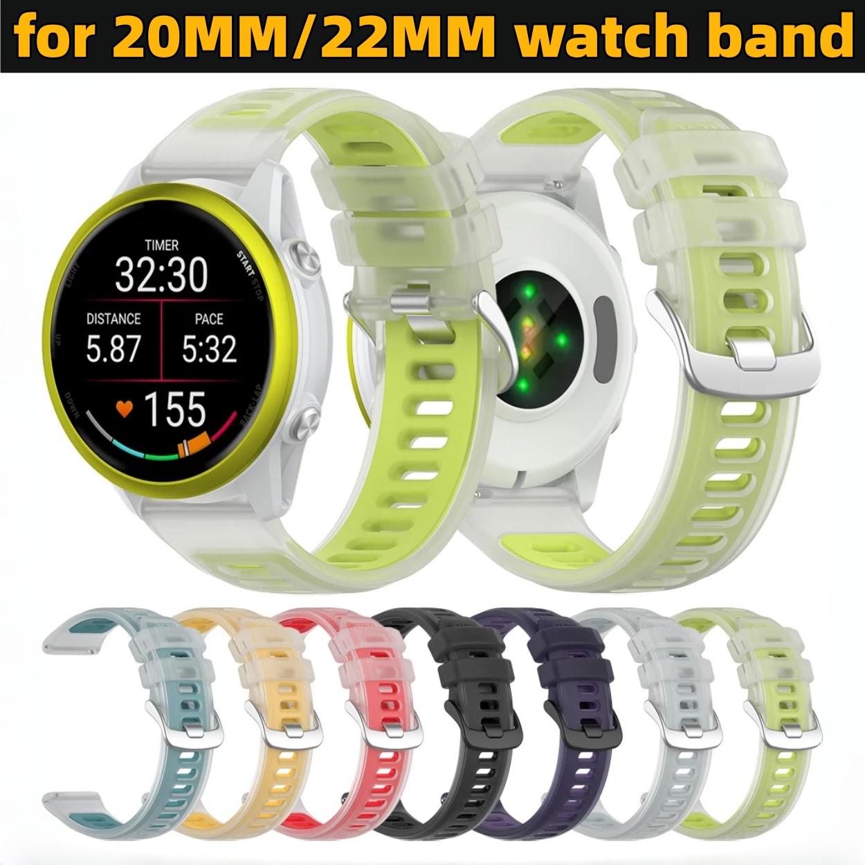 Silicone Watch Band 22Mm - Cinturino in silicone bicolore trasparente da