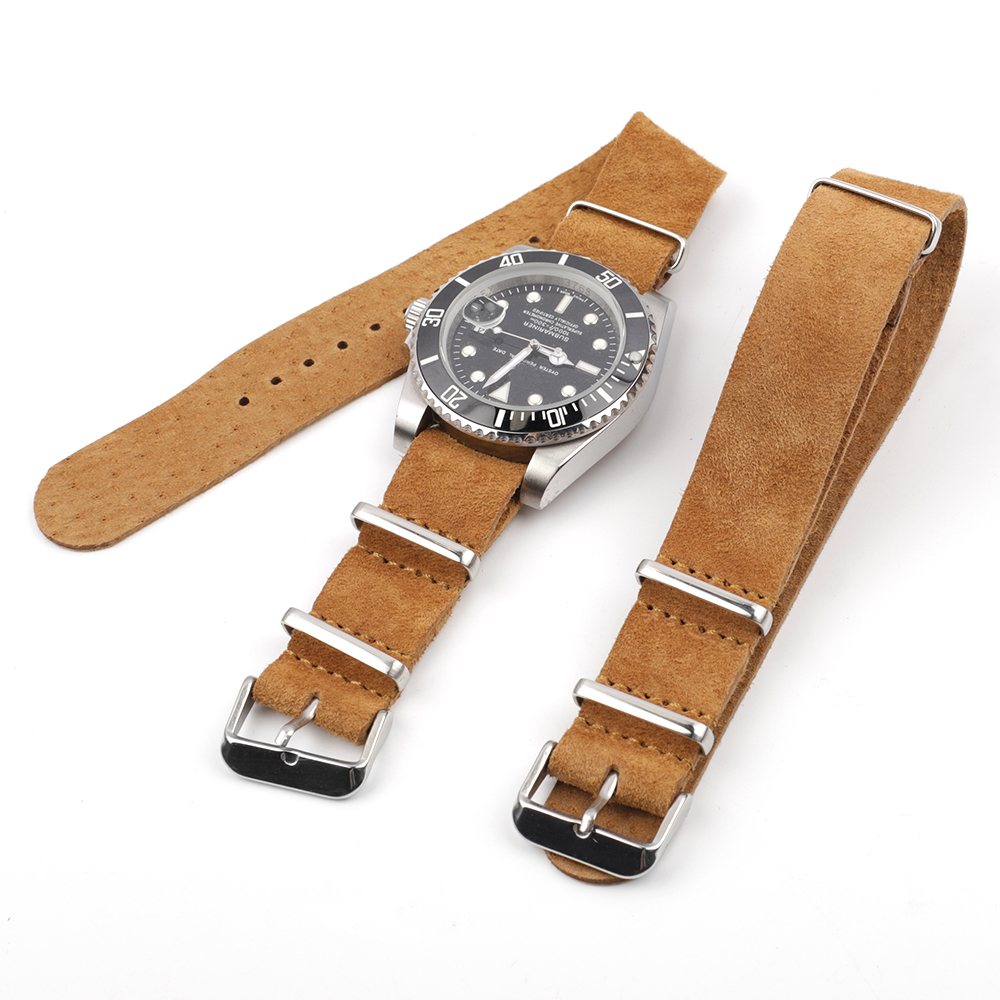 Nato Strap Nylon - Morbido cinturino in vera pelle scamosciata