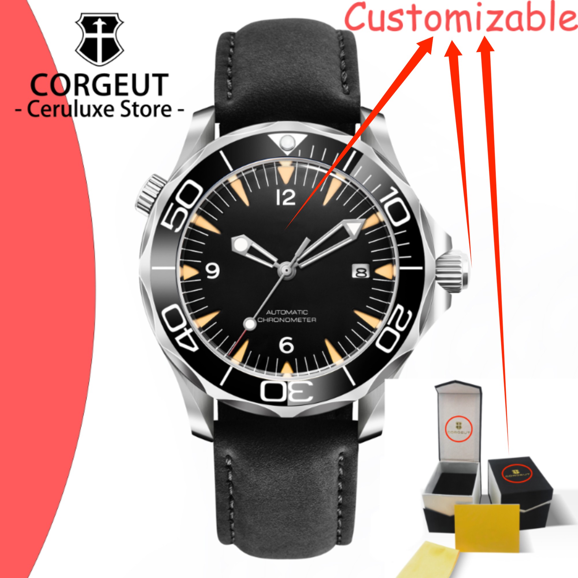 Stainless Bracelet Diver - Orologi Meccanici Automatici con Logo Personalizzato,