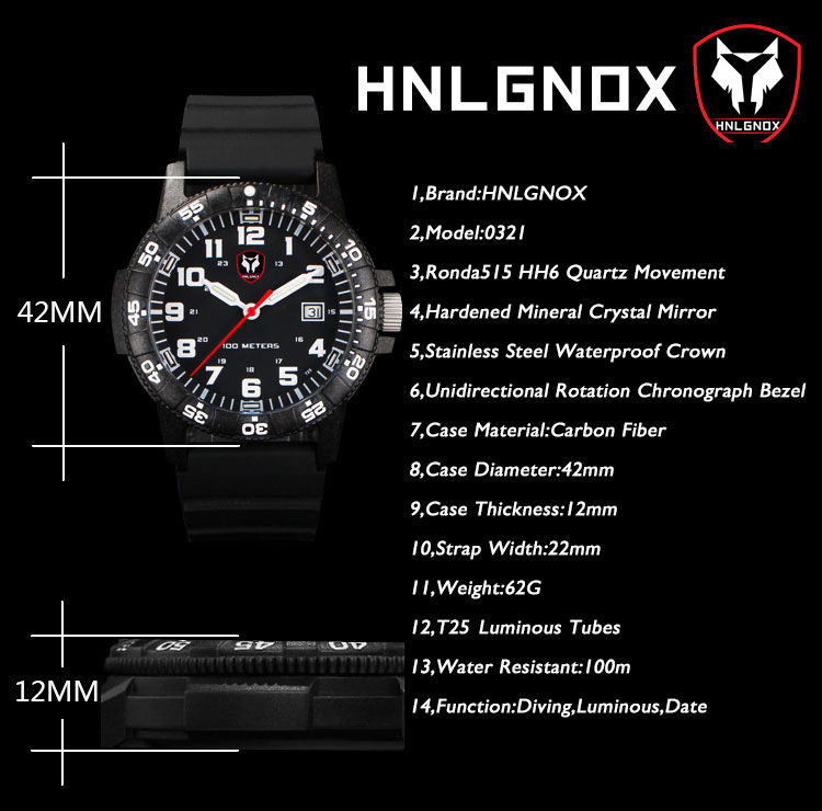 Hnlgnox orologi da pilota da u - Rubber Strap Diver recensione e prezzo