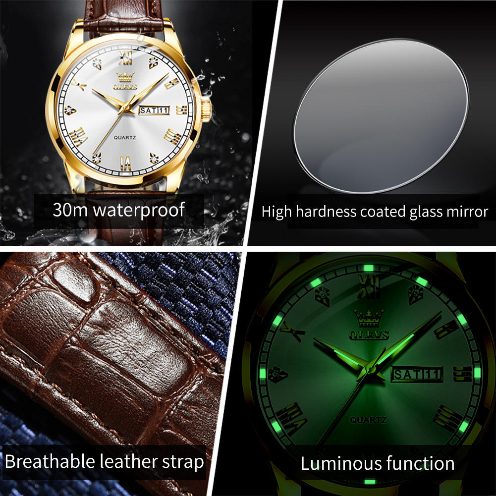 OLEVS 6896 Orologio al quarzo  - Leather Watch Band Men recensione e prezzo
